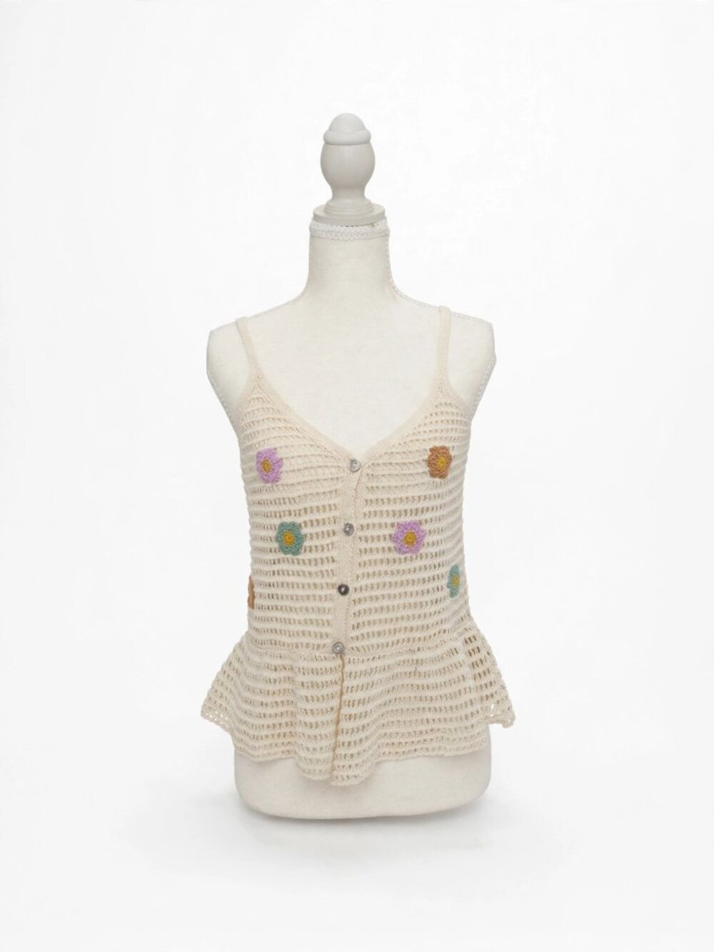 Crochet Floral Peplum Camisole Top XS — Like New